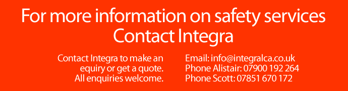 Contact Integra to find out more about safety training. Make an enquiry, get a quote or find out more by contacting integra via email (info@integralca.co.uk) or phone (07900 192 264)